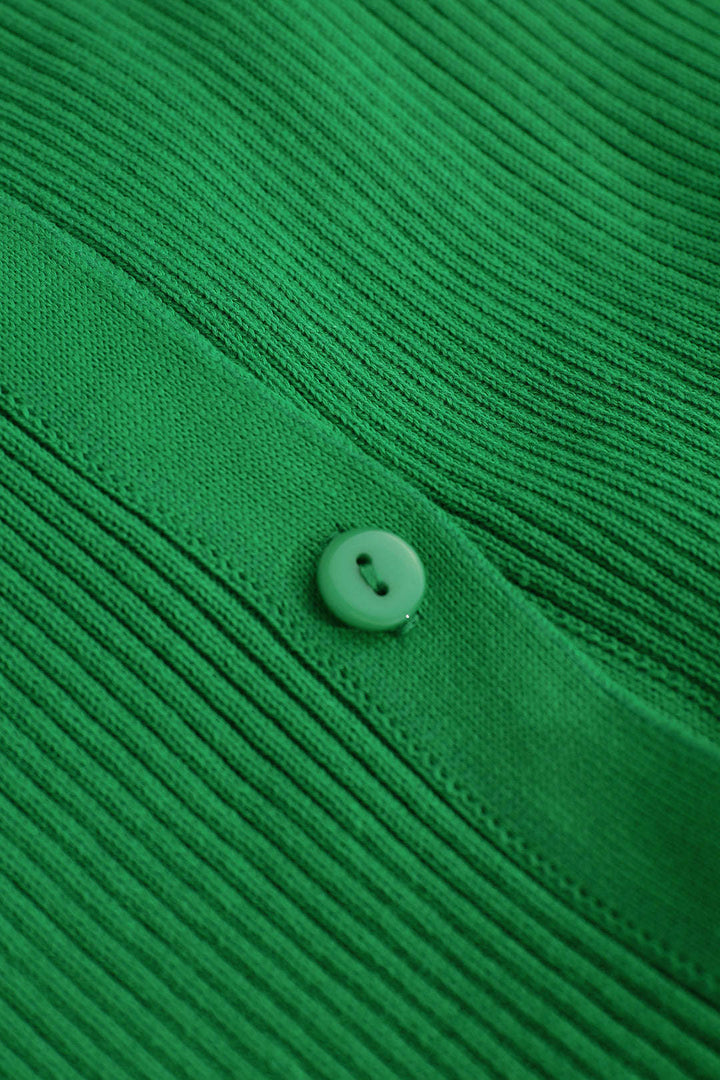 Shell Sleeve Ribbed Buttons Down Maxi Dress Mesh