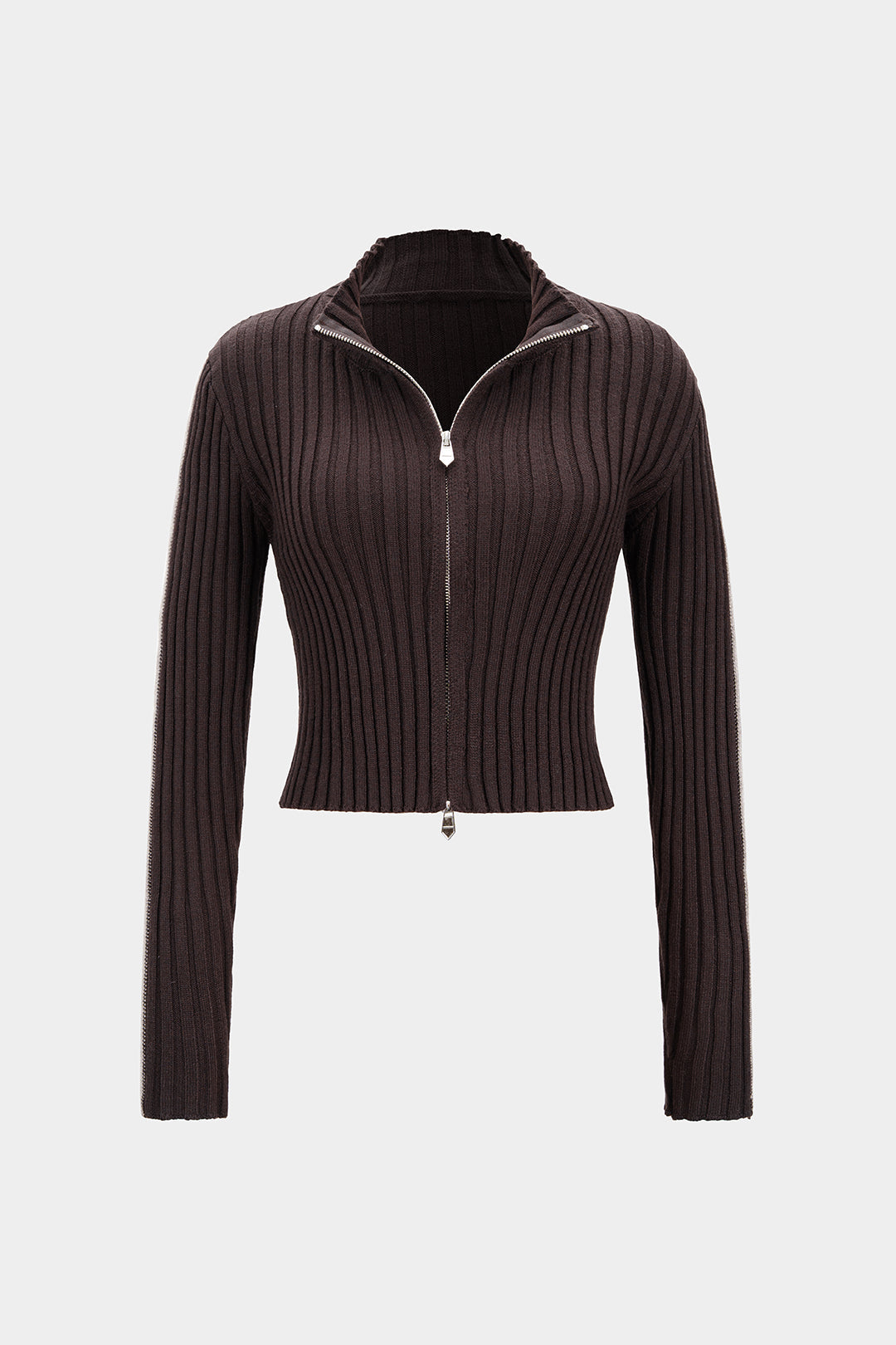 Knit Ribbed Zipper Cardigan
