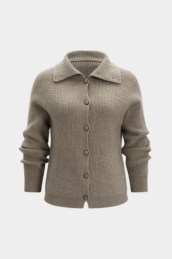 Knit Lapel Long-Sleeve Top