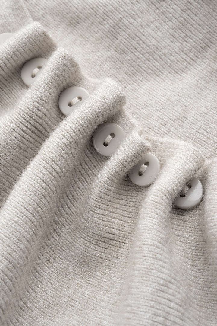 Cable Knit Asymmetrical Button Long-Sleeve Top