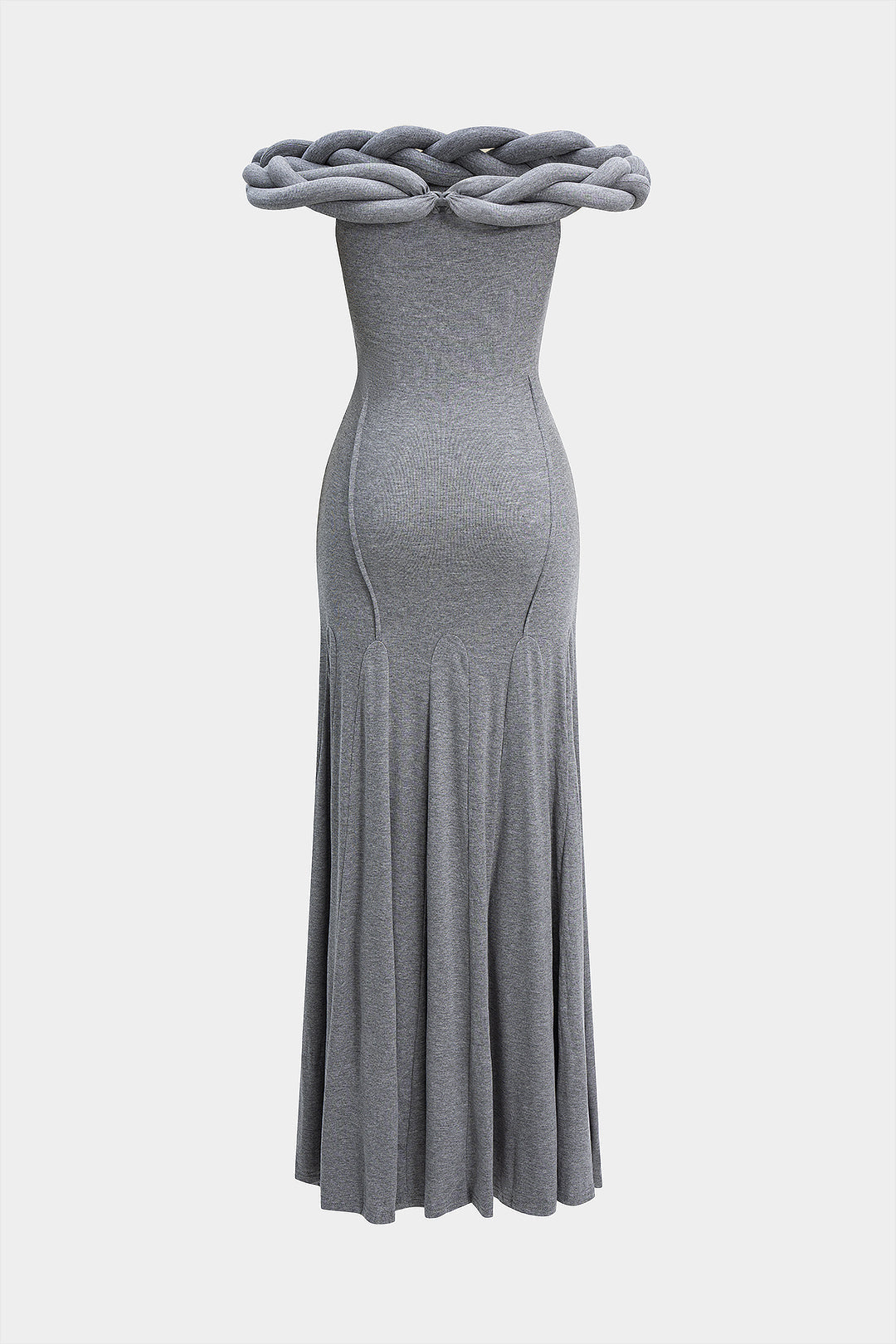 Off Shoulder Braided Ruched Maxi Dress