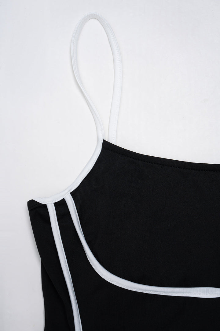 Contrast Binding Slip Bodycon Sleeveless Maxi Dress
