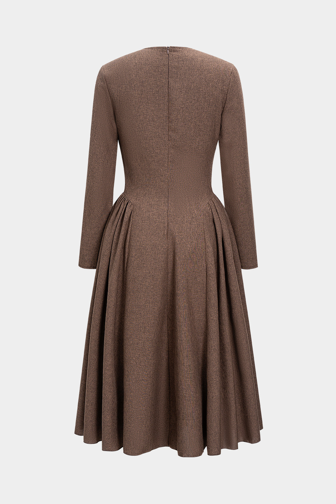 Zipper Cut Out Ruched Long Sleeve Maxi Dress