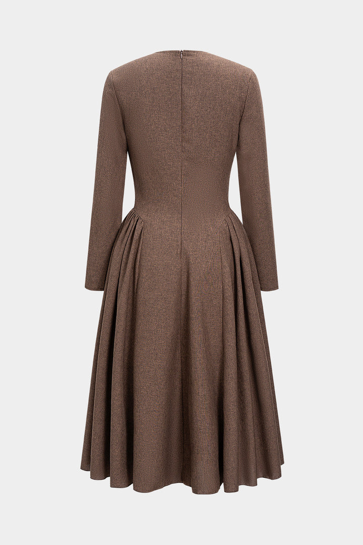 Zipper Cut Out Ruched Long Sleeve Maxi Dress