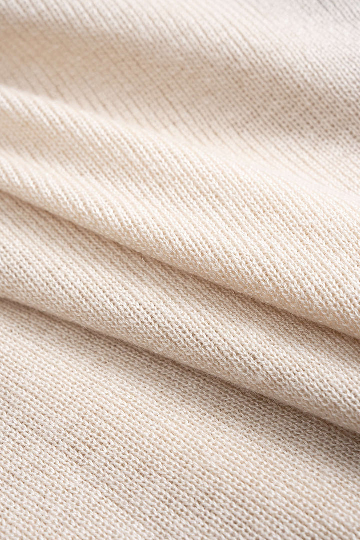 Knit Contrast Button Long-Sleeve Top