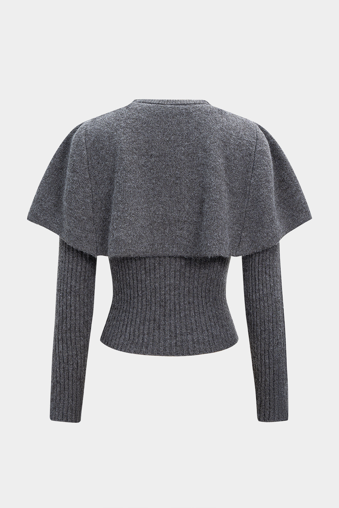 Knit Metallic Irregular Button Long-Sleeve Top With Scarf