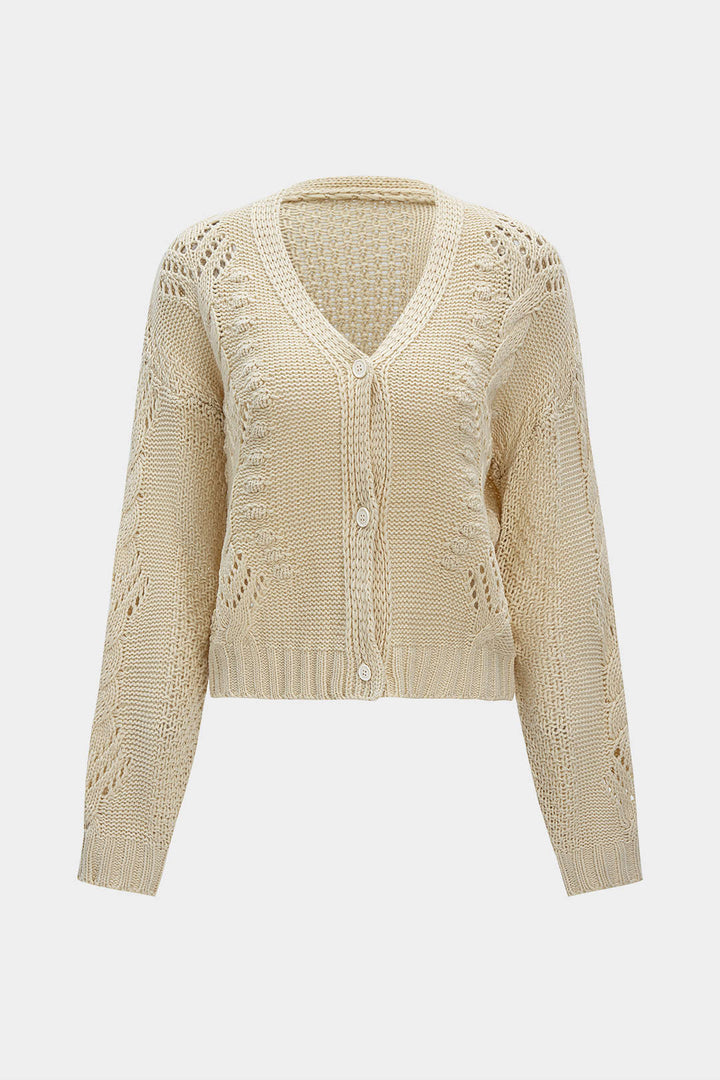 Knit Button Cut Out Cardigan