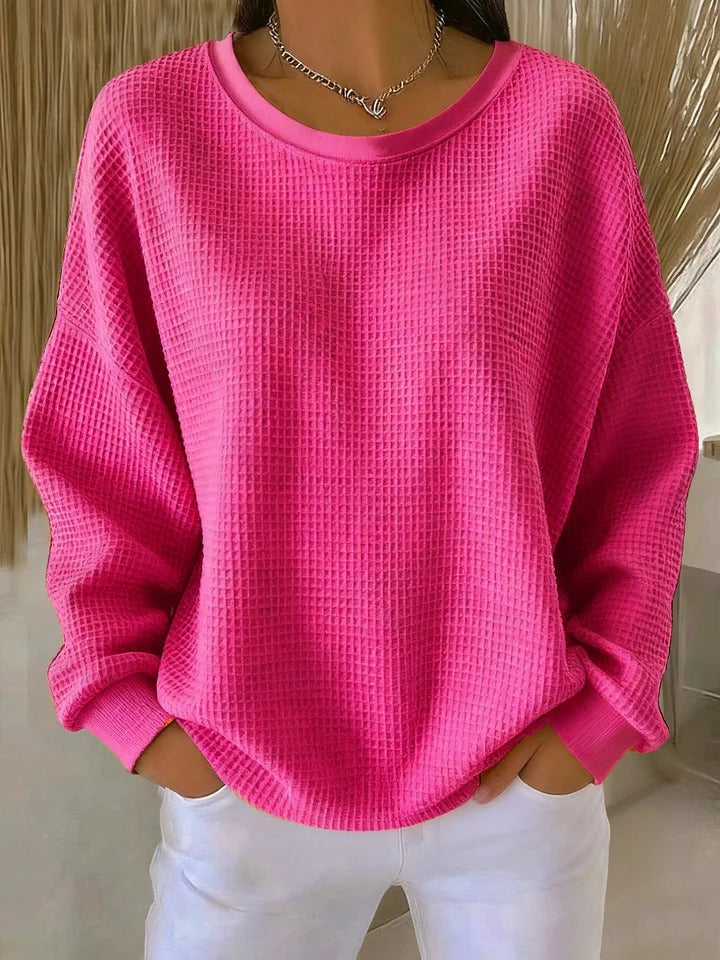 Edda™ | Waffle-knit relaxed crewneck sweatshirt