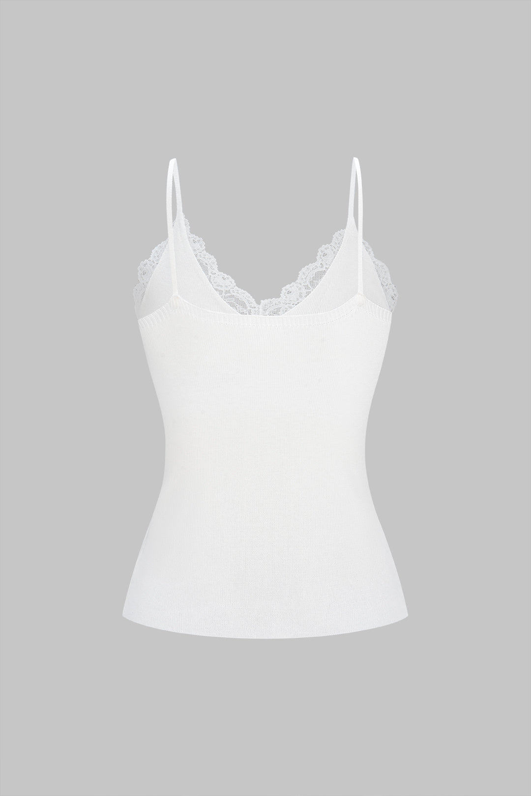 Knit Patchwork Lace Trim V-Neck Cami Top