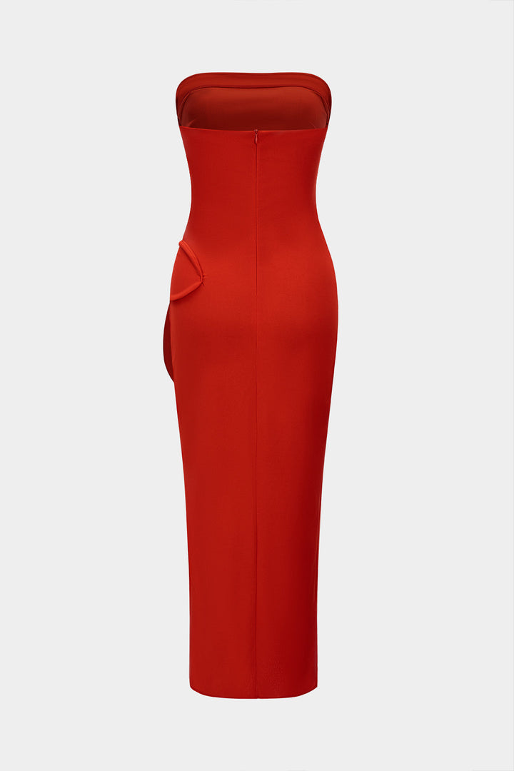 3D Floral Strapless Sleeveless Maxi Dress