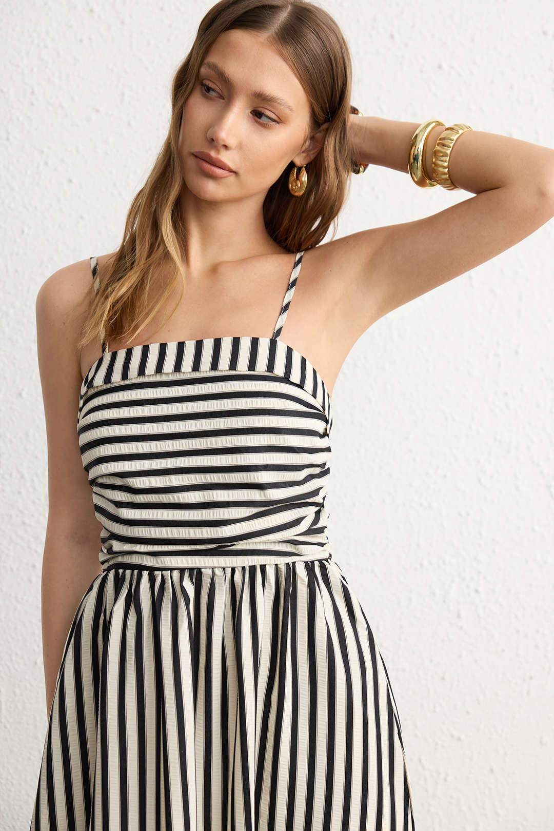 Striped Pocket Sleeveless Maxi Dress