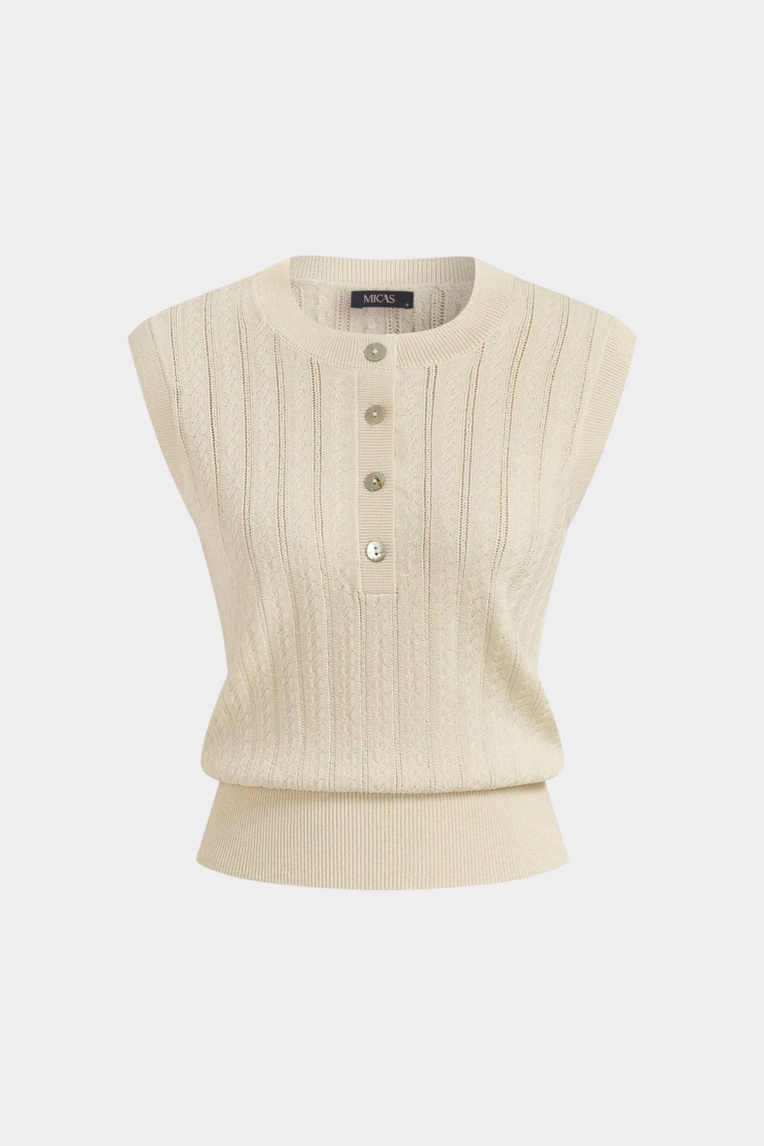 Knit Round Neck Button Tank Top