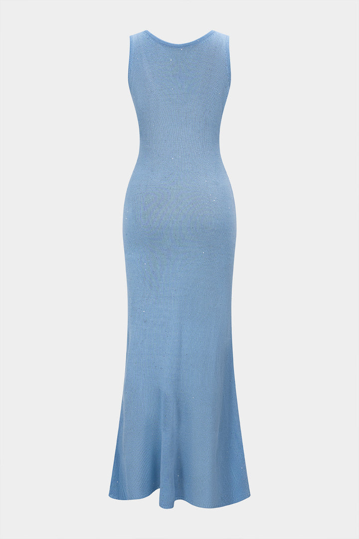 Sequin U-Neck Sleeveless Maxi Dress