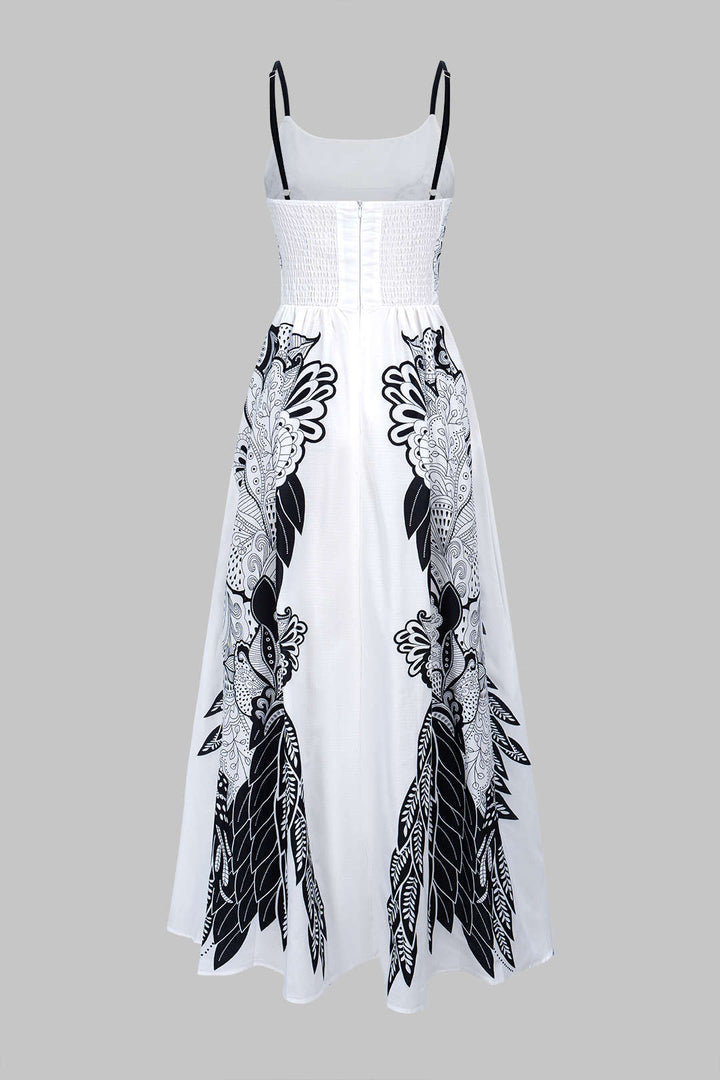 Contrast Floral Print Slip Sleeveless Maxi Dress