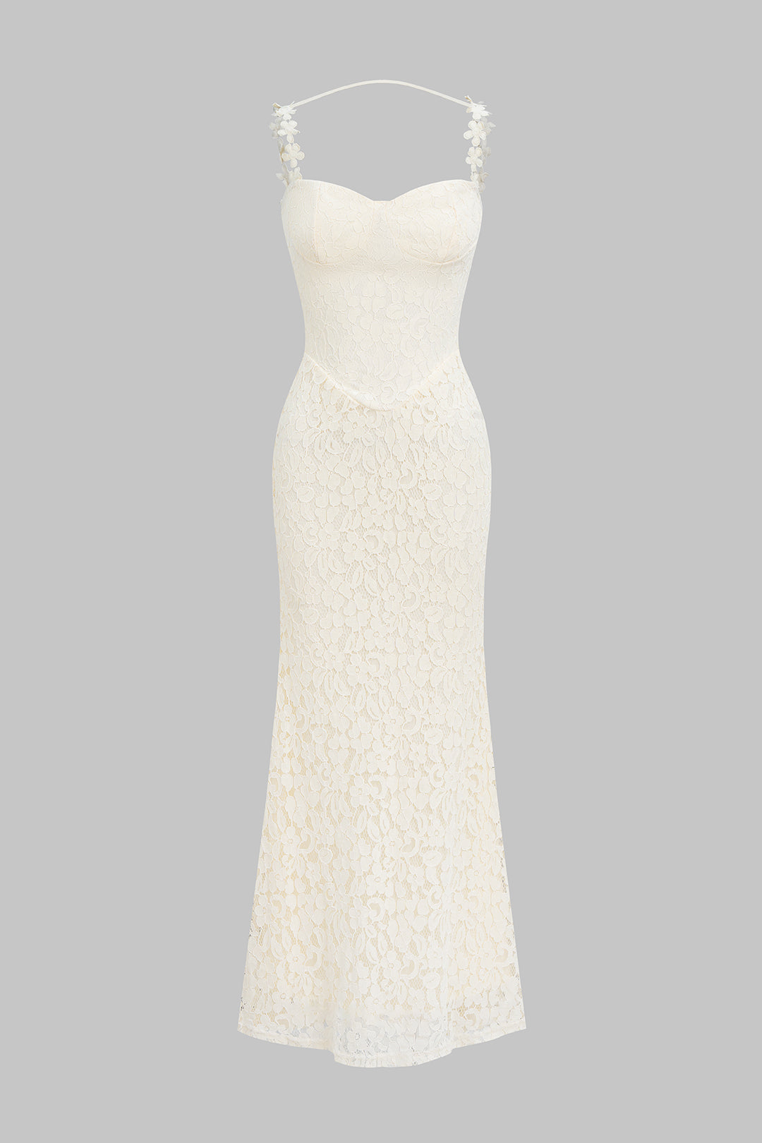 Patchwork Lace Flower Applique Sleeveless Slip Maxi Dress