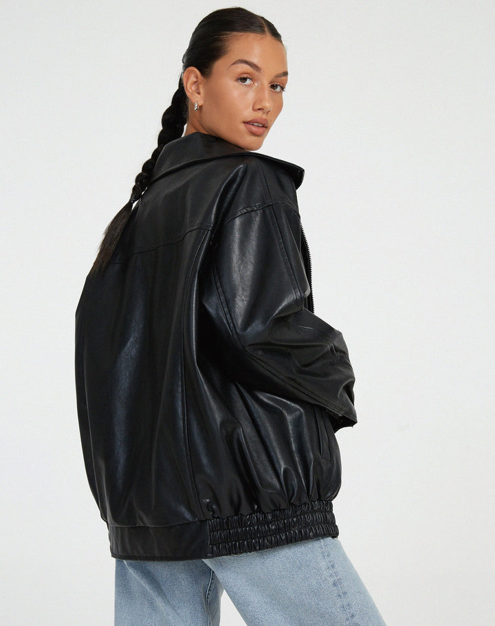 Loose Leather Jacket for Women