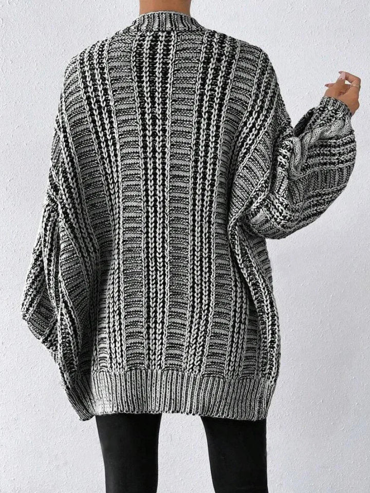 Hortense™ | Cable-Detail Buttoned Oversized Cardigan