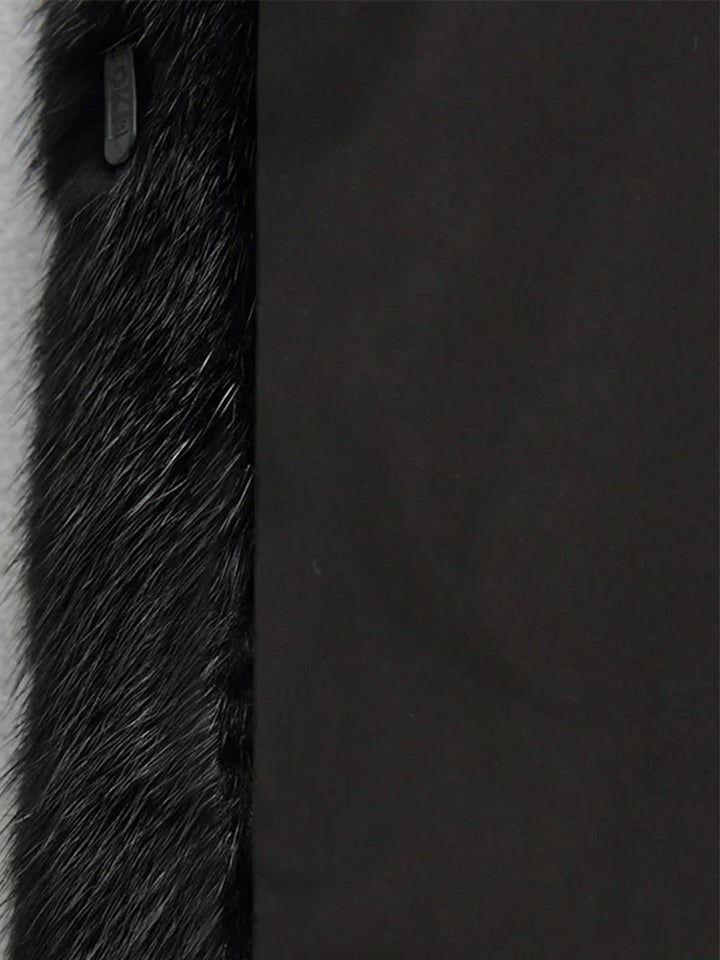 Eudora™ | Black hooded fur swing coat