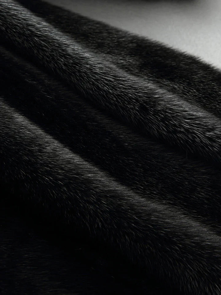 Eudora™ | Black hooded fur swing coat