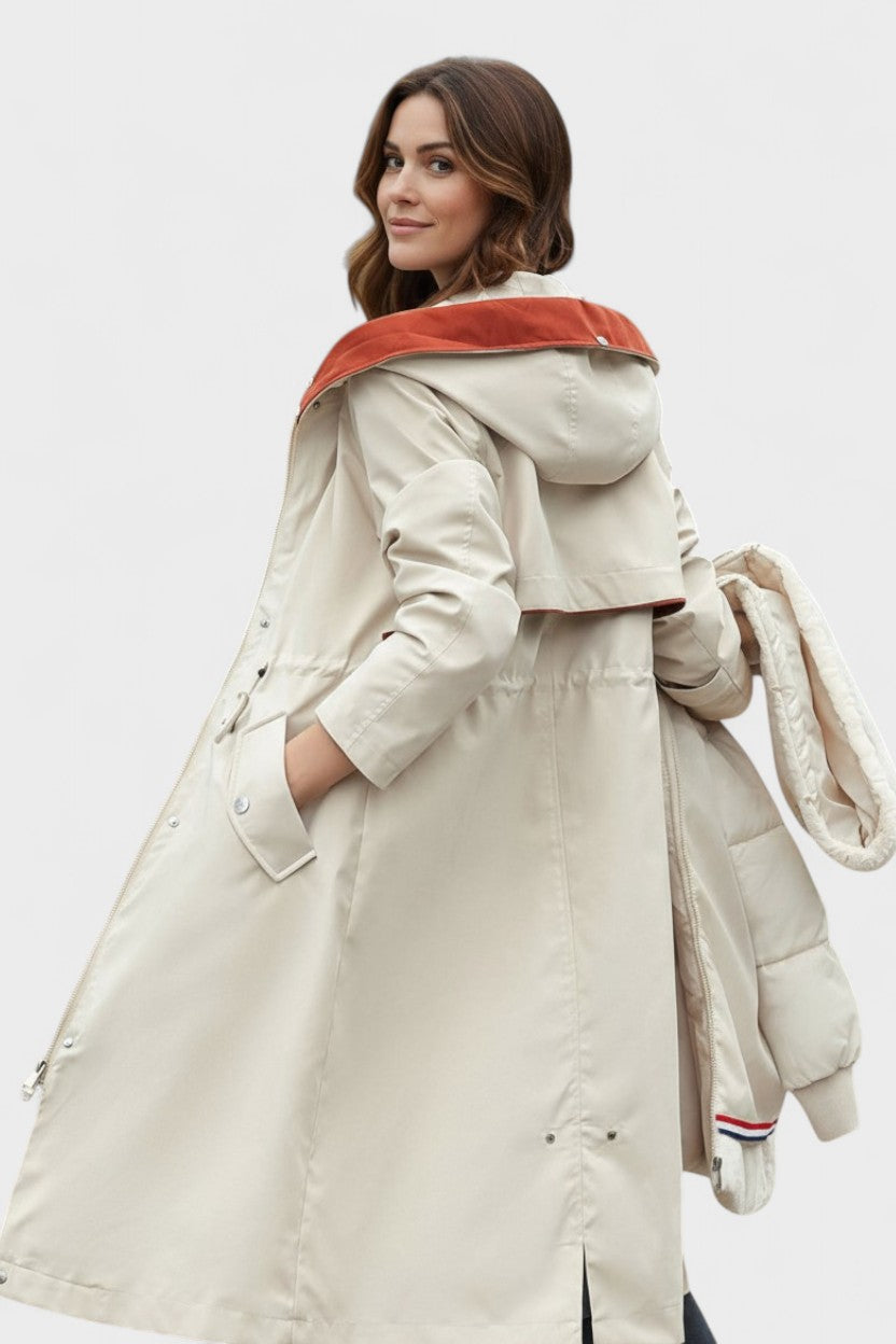 Diora™ | Faux-Fur Hood Drawstring-Waist Anorak Coat