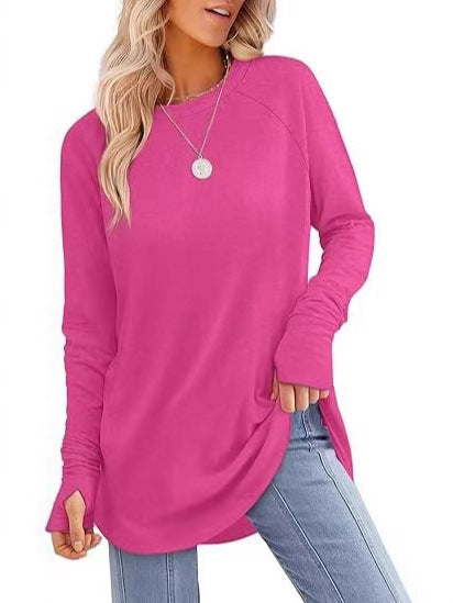 Filippa™ | Curved-Hem Raglan Long-Sleeve Top