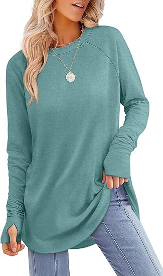 Filippa™ | Curved-Hem Raglan Long-Sleeve Top