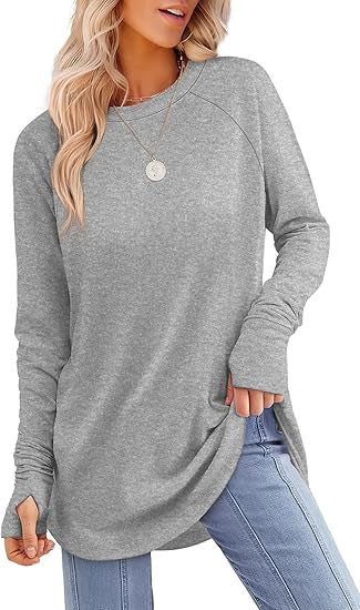 Filippa™ | Curved-Hem Raglan Long-Sleeve Top