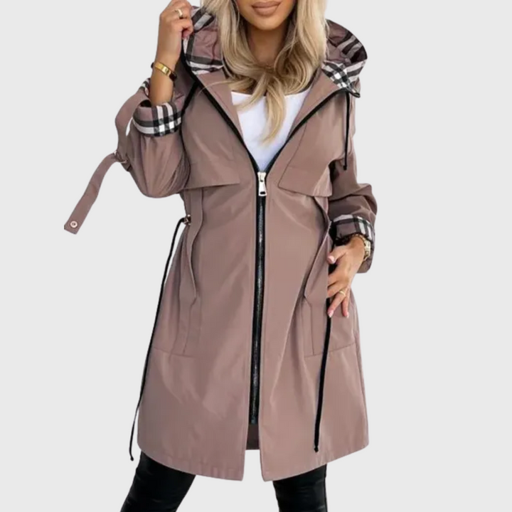Rivka™ | Drawstring-Waist Zip-Front Hooded Parka Coat