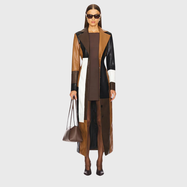 Elodie™ | Colorblock Notched-Lapel Longline Trench Coat