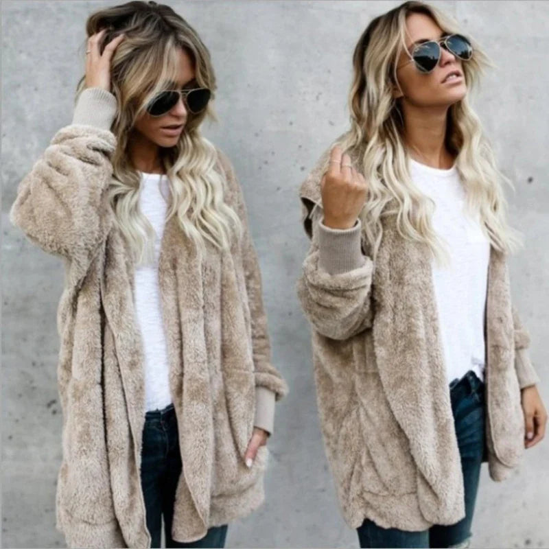 Evie™ | Plush Open-Front Teddy Cardigan