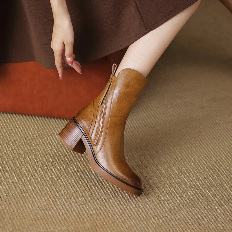 Tresa™ | Elegant Leather Ankle Boots