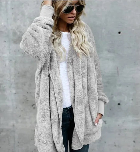 Evie™ | Plush Open-Front Teddy Cardigan