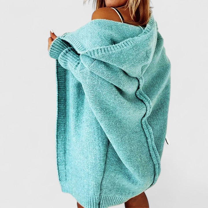 Carmina™ | Hooded Ribbed-Sleeve Oversized Cardigan