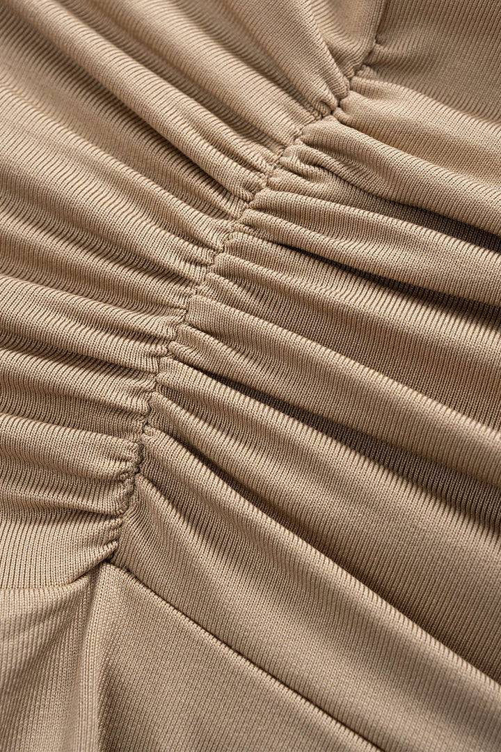Ruched Asymmetrical Sleeveless Maxi Dress