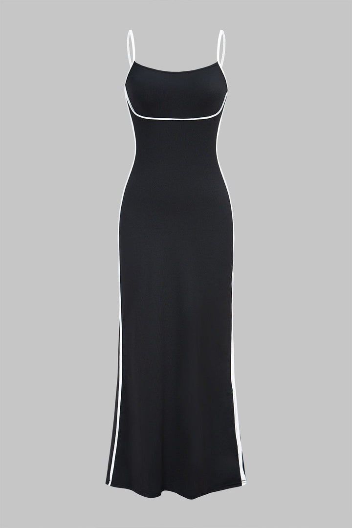 Contrast Binding Slip Bodycon Sleeveless Maxi Dress