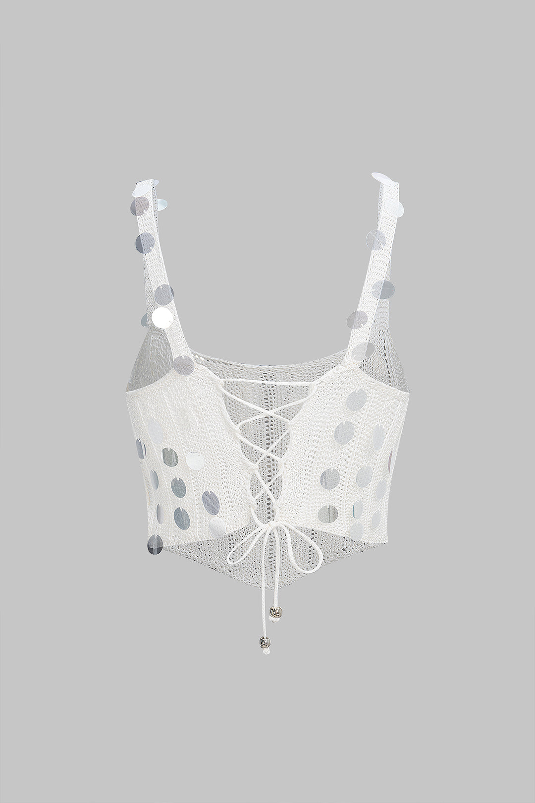 Knit Sequined Tie Back Tank Top