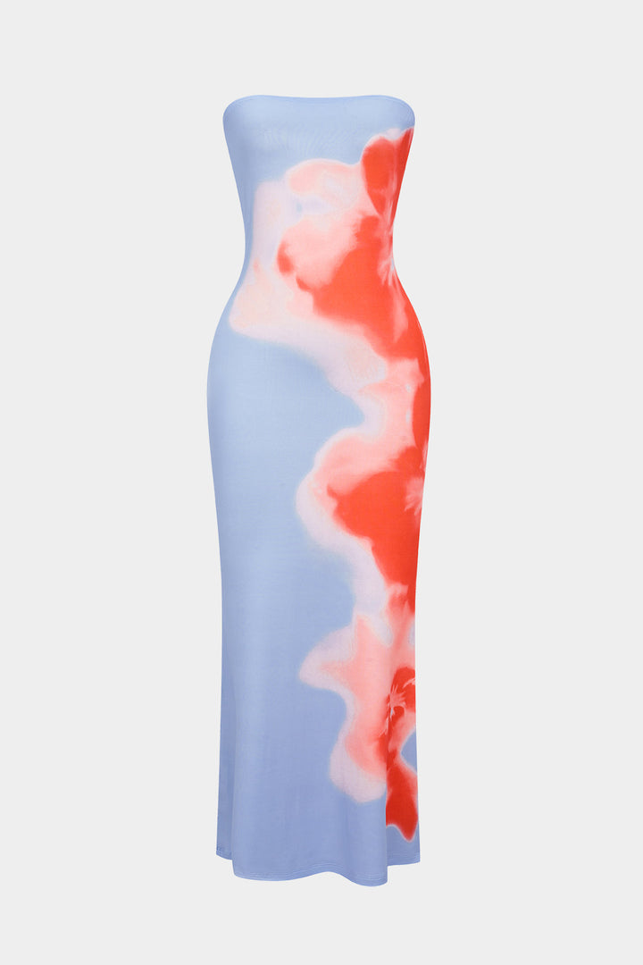 Flower Print Slit Maxi Dress