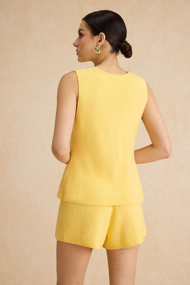 Sweater Metallic Button Tank Top