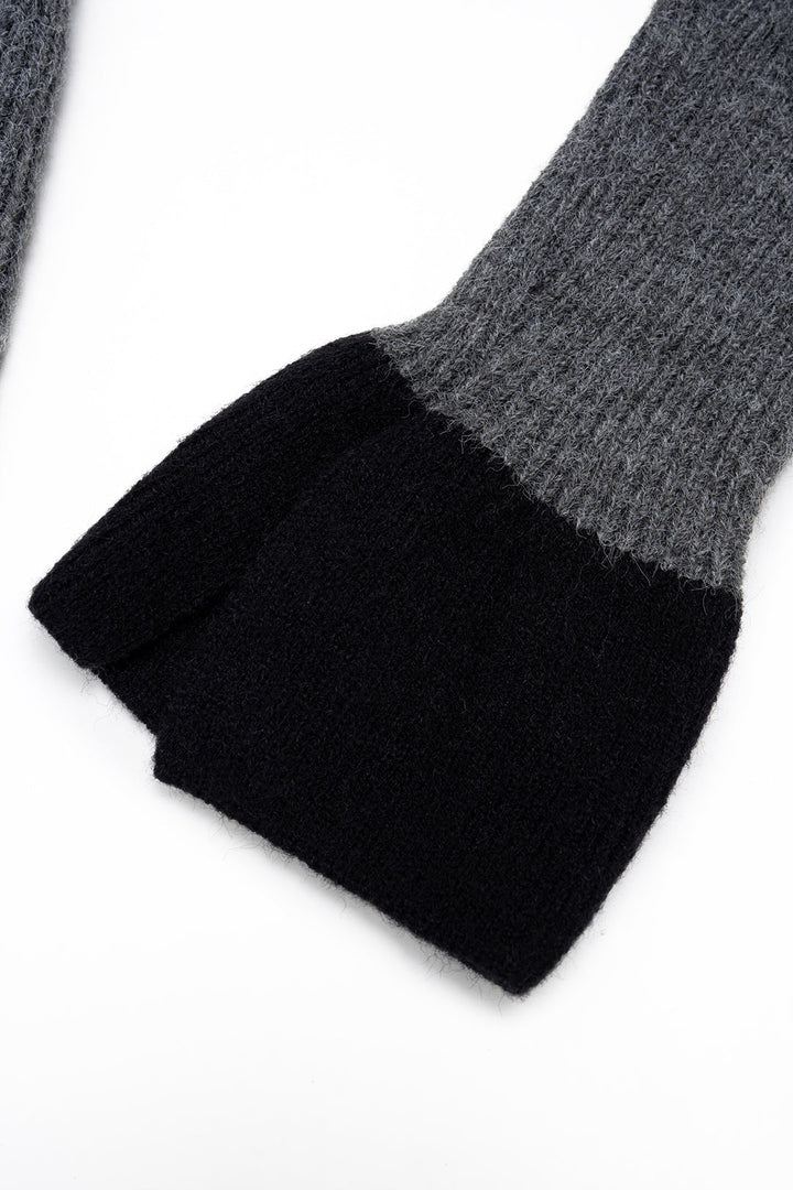 Knit Button Contrast Long-Sleeve Top
