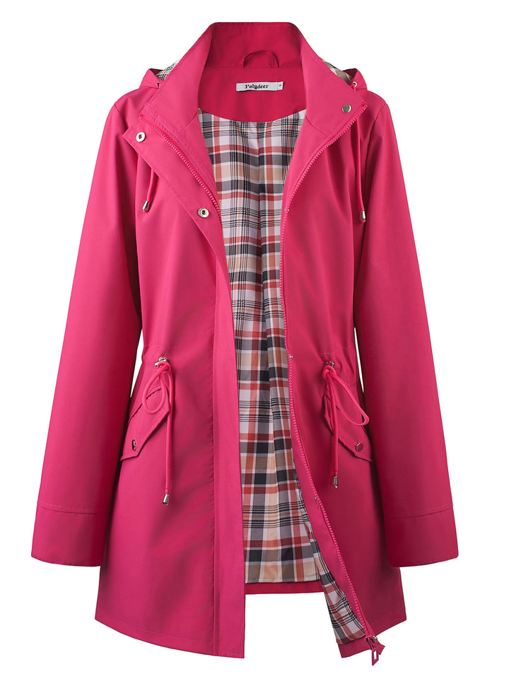 kouky™ | Waterproof Plaid-Lined Drawstring-Waist Parka Coat