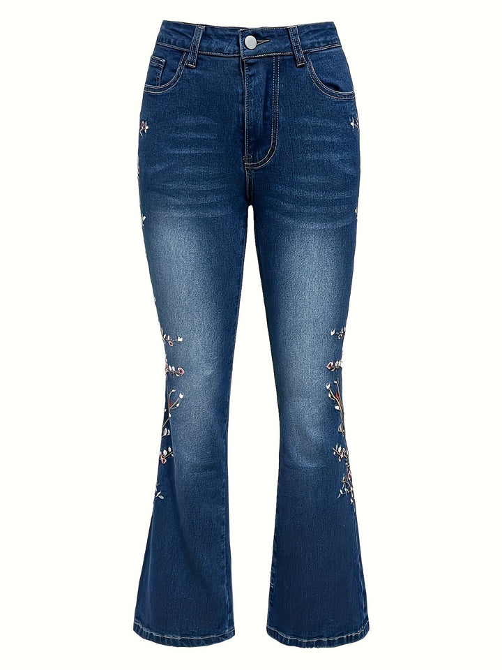 Lenora™ | Elegant Vintage Jeans with Floral Embroidery