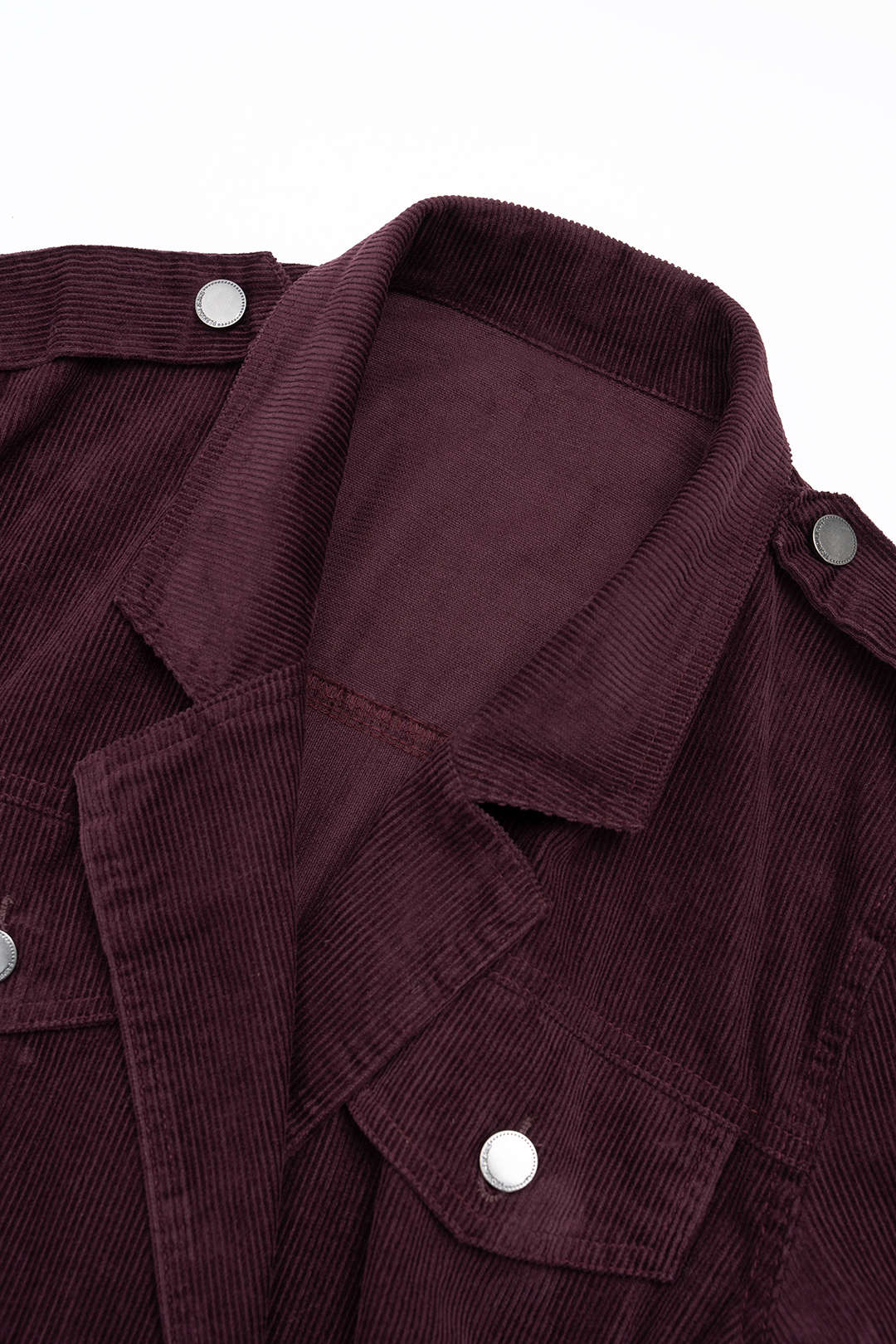 Corduroy Notched Lapel Button Pocket Belted Long Sleeve Dress