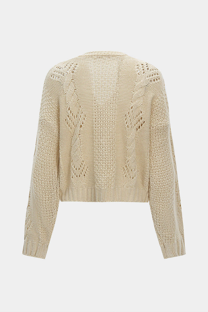 Knit Button Cut Out Cardigan