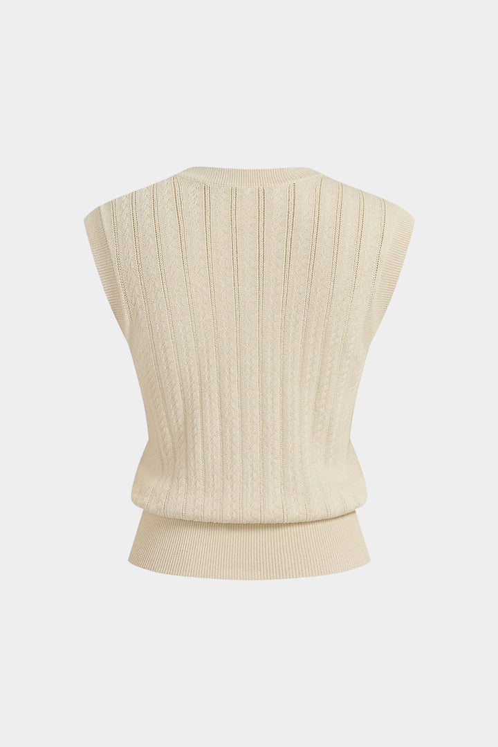 Knit Round Neck Button Tank Top