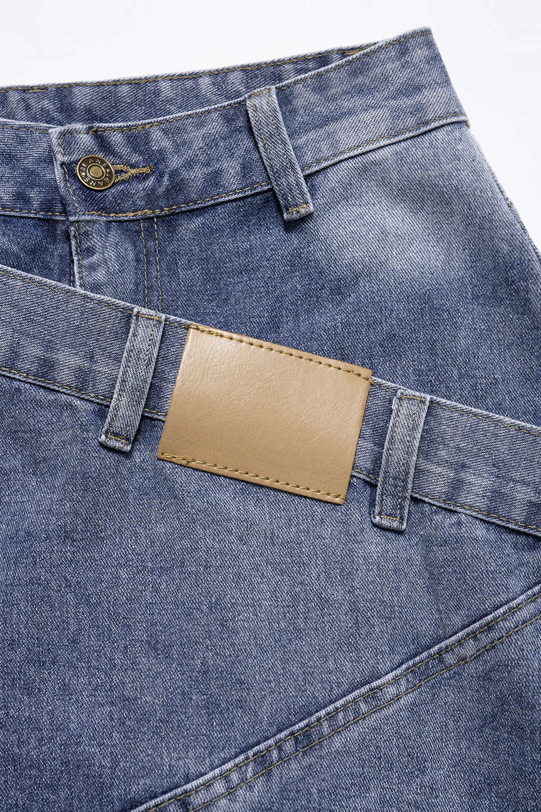 Denim Asymmetrical Straight Leg Jeans