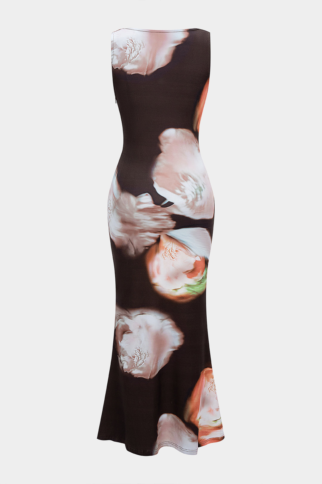 Floral Print Draped Cowl Neck Sleeveless Maxi Dress