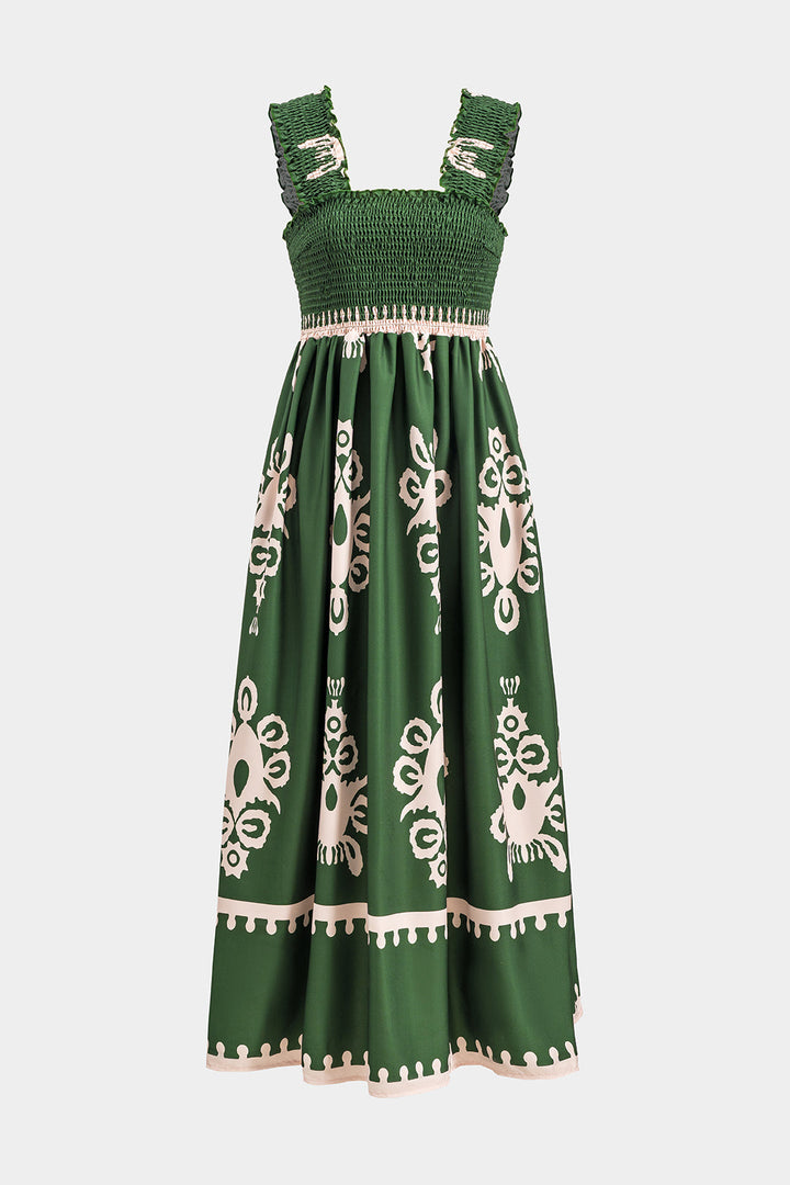 Shirred Strapless Sleeveless Maxi Dress