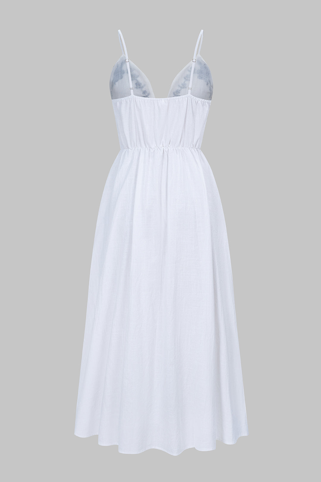 Contrast Embroidery V-Neck Sleeveless Maxi Dress