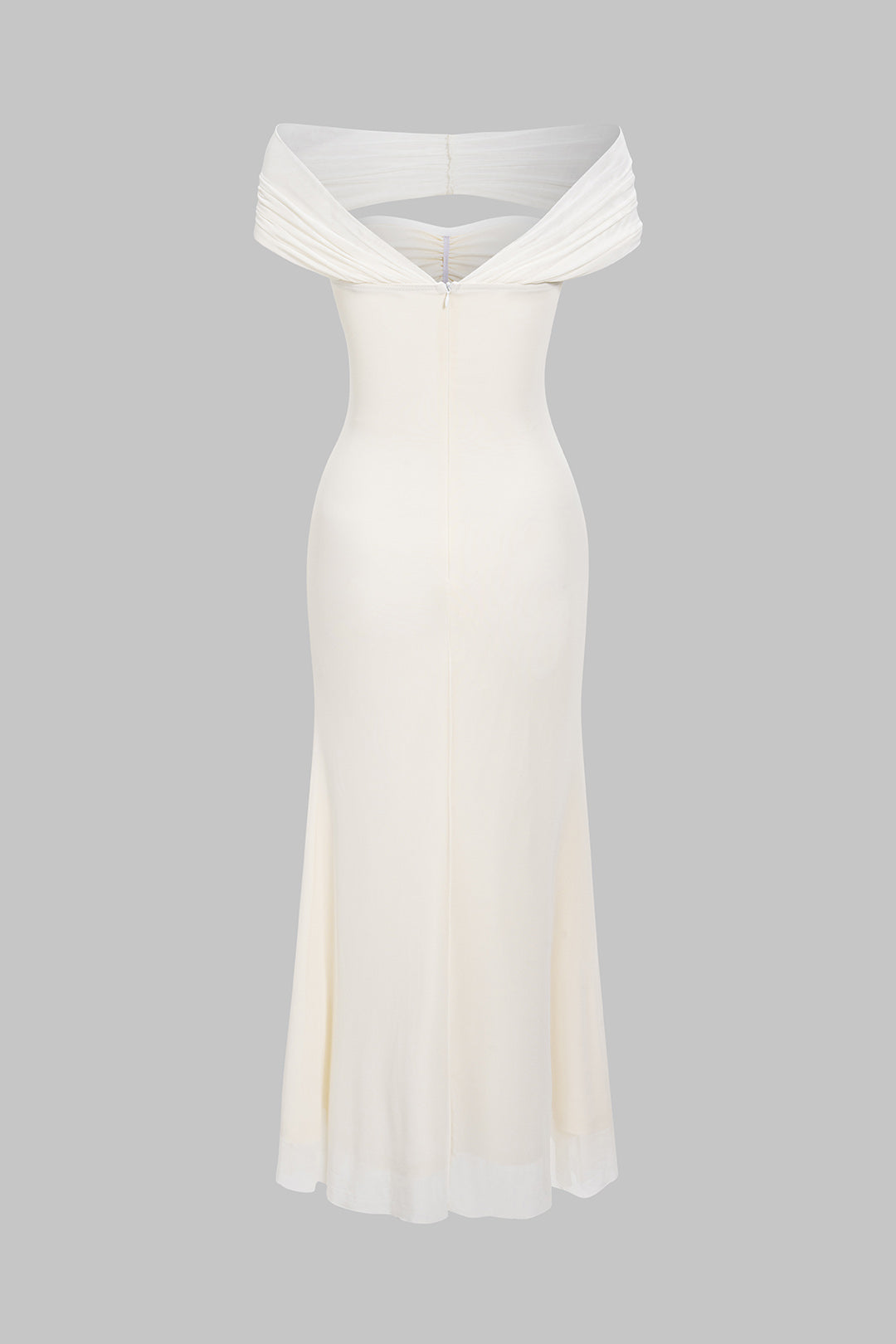 Off Shoulder Mesh Patchwork Metallic Decor Knotted Maxi Dress