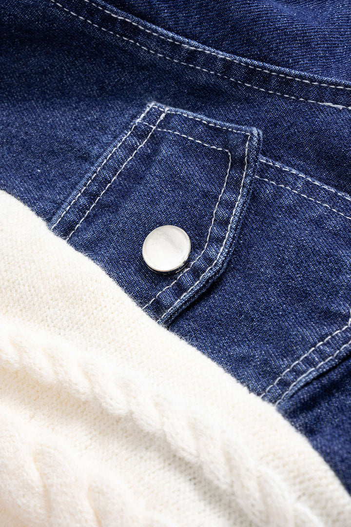 Patchwork Button Cable Sweater Cardigan